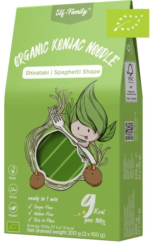 Bio Konjak Nudeln Ultra Low Carb Shirataki Nudeln Vegan Glutenfrei-270g x1er Box(2 pack), Elf-Family Instant Pasta Nudeln ohne kohlenhydrate/Keto/Kalorienarme/Fettfrei/Zuckerfrei -Spaghetti von elf-family