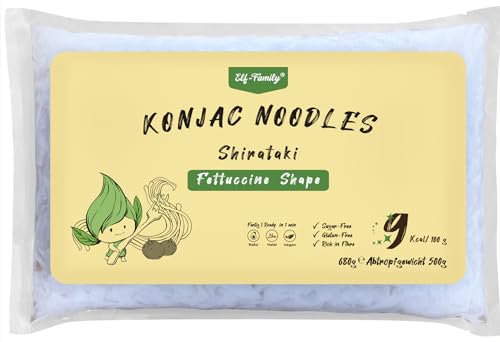 Elf-Family 24 * 680G Instant XXL Gastro-Packung Shirataki Nudeln für Restaurants Familie Party MHD:26.05.2025– Nur 9kcal, Low Carb, Konjak Nudeln, Keto, Kalorienarm, Vegan, Glutenfrei -Fettuccine von elf-family