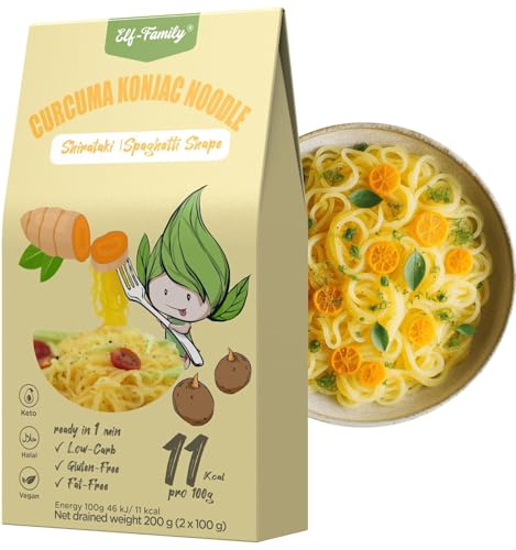 Elf-Family 36er x270g(72 pack) Shirataki Nudeln mit Kurkuma | Superfood - 11kcal | 97% weniger Kalorien | Low Carb/Keto/Instant Konjak Nudeln/Vegan/Glutenfrei MHD: 30.04.2025 von elf-family