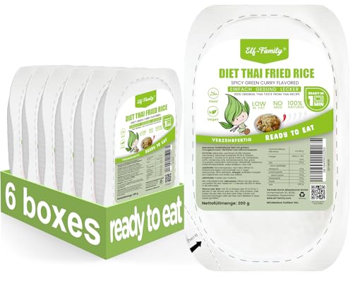 Elf-Family Express-Reis Box [Diätbox für 1 Wo.6er Box ]- 100% Natürlich Würziges grünes Curry aus Thai -Instant Büromittagessen - Proteinreich/Kalorienarme/Vegane/Vorgekocht von elf-family