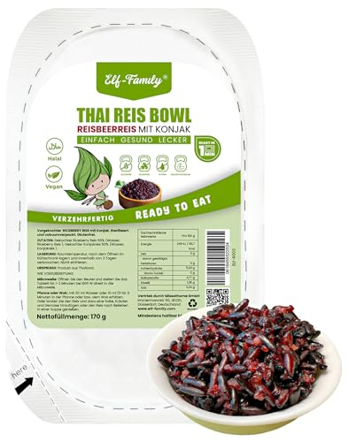 Elf-Family Express-Reis Box Glutenfrei [Diätbox für 5 Wo.] Reisbeerreis Konjakreis Bowl - Instant Büromittagessen - Ballaststoffreiche Ernährung -/Vegan/Low Carb/Fettfrei- 30er Box von elf-family