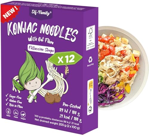 Elf-Family Fettucine aus Konjak | Instant Nudeln 240g x 12er Box(24 pack)| Pasta aus Thailand/Vegan/Glutenfrei/Keto Diet Food/Low carb/Zuckerfrei von elf-family