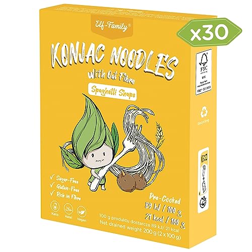Elf-Family Konjak Nudeln 240g x 30er Box(60 pack) Form in Spaghetti + 1 gratis randomisiert | Low Carb Instant Shirataki Nudeln Pasta | Thailand/Vegan/Glutenfrei/Keto/Zuckerfrei von elf-family