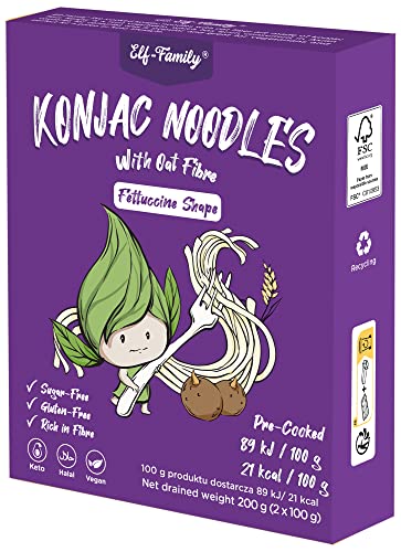 Elf-Family Konjak Nudeln [Fettuccine] aus Thai -240g x30er Box(60 pack)), Low Carb Lebensmittel Vegan Glutenfrei, Shirataki Nudeln Instant Pasta/Keto Diet Food/Kalorienarme/Zuckerfrei von elf-family