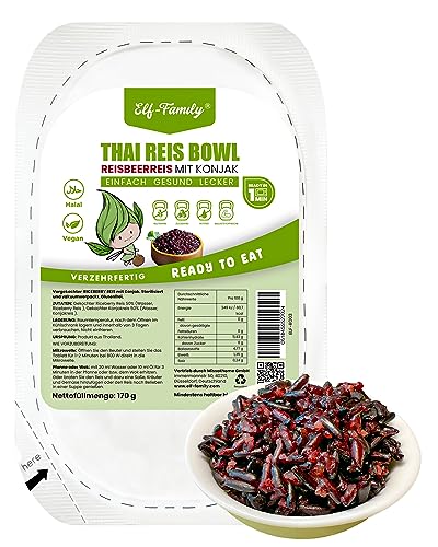 Elf-Family Konjak Reis Glutenfrei Superfoods Reisbeerreis [Diätbox für 6 Wo.] Instant Thai Shirataki Reis Bowl - Fertiggerichte - Kalorienarme/Vegan/Low Carb/Fettfrei- 36er Box MHD:06.01.25 von elf-family