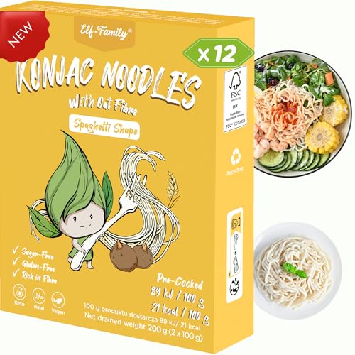 Elf-Family Spaghetti aus Konjak | Instant Nudeln 240g x 12er Box(24 pack) + 1 gratis randomisiert | Pasta aus Thailand/Vegan/Glutenfrei/Keto Diet Food/Low carb/Zuckerfrei von elf-family