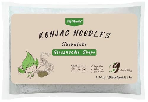 Elf-Family XXXL Gastro-Packung 12*1.34kg - Quick Cooking Nudeln Form in Glasnudeln- Shirataki Nudeln Konjak Nudeln für Restaurants Familie Party– Nur 9kcal, Low Carb, Vegan, Glutenfrei MHD:20.01.2025 von elf-family