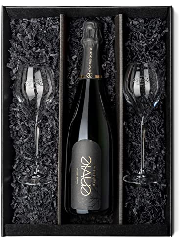 en vie d'éphémère Champagne | Champagner aus nachhaltigem Anbau, vegan, trocken, brut, fruchtig, 1x0,75l Flasche (1x 0,75l mit 2 Gläsern in der Geschenkverpackung) von en vie d'éphémère