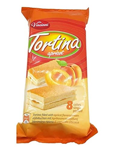 Vincinni Tortina Cake, Aprikosenkuchen, 200 Gramm 1 Packung mit 8 Aprikosenkuchen von eworldpartner