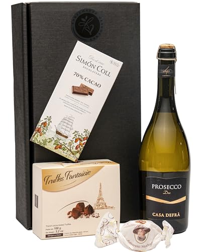 Geschenkset Präsent Prosecco mit Schokoladentrüffeln und dunkler Schokolade von FABELHAFTE GESCHENKE