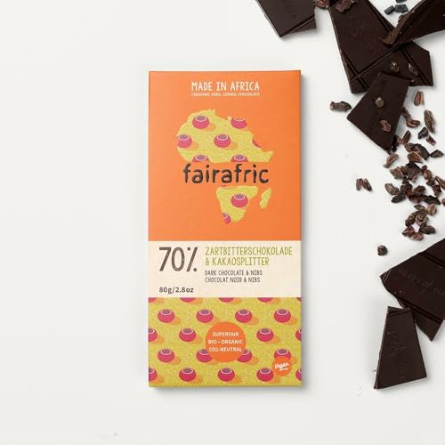 70% Bio-Zartbitterschokolade mit Kakaosplitter 2 x 80 gr von fairafric