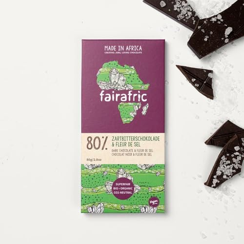 80% Bio-Zartbitterschokolade mit Fleur de Sel 6 x 80 gr von fairafric