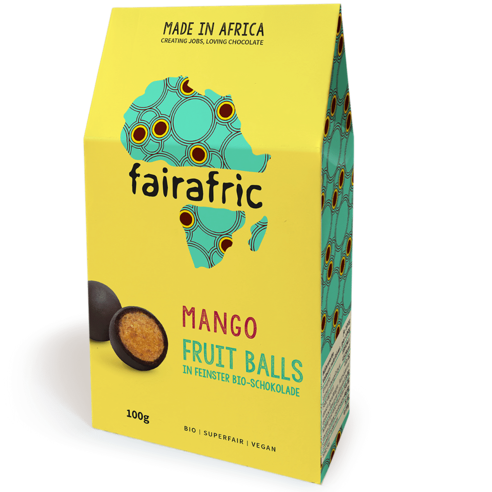 Bio Mango Fruit Balls in feinster Schokolade von fairafric