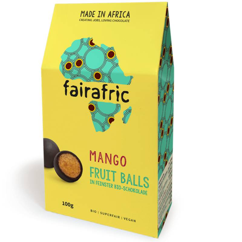 Bio Mango Fruit Balls in feinster Schokolade von fairafric