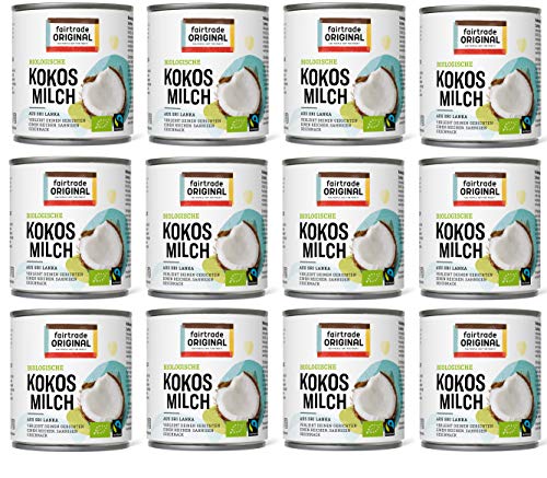 12 x Bio Kokosmilch 270 ml Dose | von Fairtrade Original | aus Sri Lanka | natürliche Kokos Milch Bio ist ideal für asiatische Gerichte | für einen reichen, sahnigen Geschmack | 100% Bio von fairtrade ORIGINAL