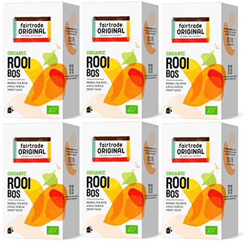 Rooibos Tee von Fairtrade Original | 120 Teebeutel | Set 6 x 20 Beutel = 210 g | 100 % Roibusch im Beutel | Bio und Fair Trade | Rotbusch Tee Beutel einzeln verpackt von fairtrade ORIGINAL