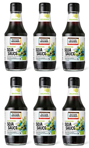 fairtrade ORIGINAL 6 x 200 ml Bio Soja Soße | Sojasauce | Glutenfreie Soyasoße | 4 Monate gereift | ohne Geschmacksverstärker | Fair Trade Soja Sauce für asiatisch Kochen oder Sushi (6 Flaschen von fairtrade ORIGINAL