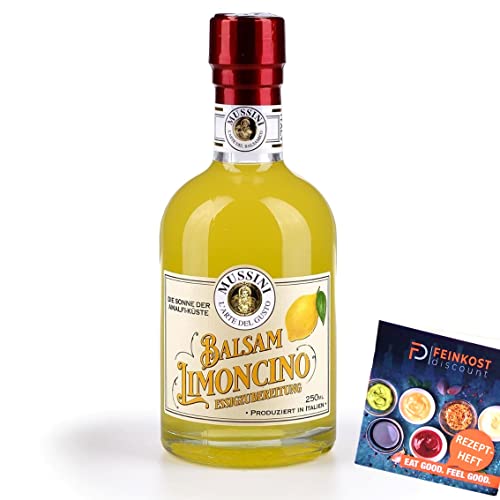 Balsam Limoncino – 250ml Essig 4% Säure | mit Rezeptheft | WürzWerk Mussini | Balsam Essig mit Limoncino Aroma - Essigzubereitung von fd feinkost discount