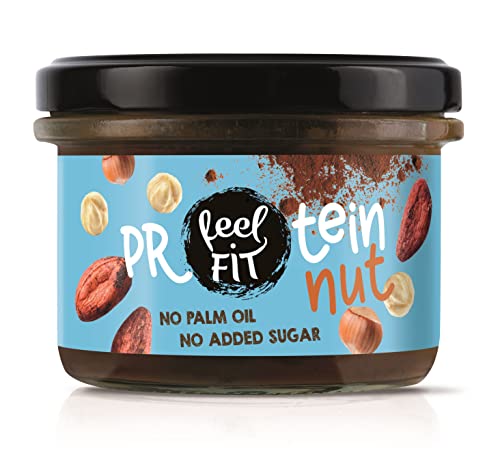 Feel FIT Protein Nut Kakao-Haselnuss Aufstrich, ohne Zuckerzusatz, 19% Eiweißcreme, ohne Palmöl, geschmeidige Konsistenz (6 x 200 g) von feel fit