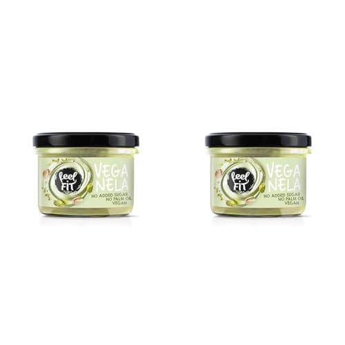 Feel FIT VEGANELA 45% Pistazie, natürliche und vegane Pistaziencreme ohne Zuckerzusatz und ohne Palmöl, 200 g (Packung mit 2) von feel fit