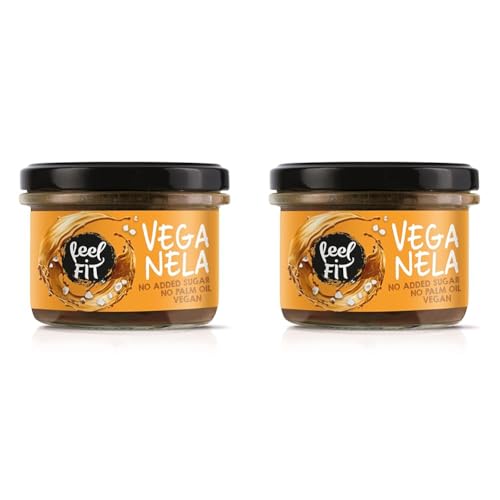 Feel FIT VEGANELA Salted Caramel, gesalzener Karamellaufstrich, ohne Zuckerzusatz, ohne Palmöl & vegan 200 g, Mittel (Packung mit 2) von feel fit