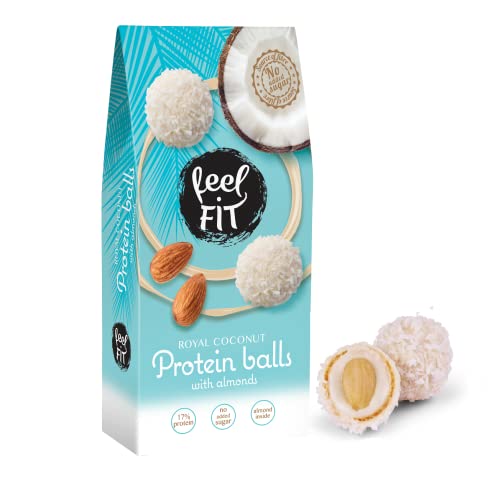 feel fit FIT Zuckerfreie Kokos-Pralinen mit Mandeln á 63 g, ohne Zuckerzusatz (Packung mit 2) von feel fit