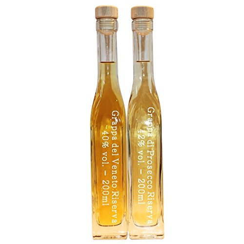 Probier- und Geschenkset | Grappa | 2 x 200ml in einer edlen Flasche | Grappa Prosecco 42% vol. & Grappa del Veneto Riserva 40% vol von feinkostdiscount24