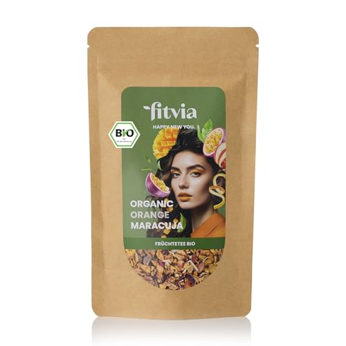 fitvia Bio Früchtetee "Organic Orange Maracuja": loser Tee, biologischer Orange-Maracuja Tee - echte Fruchtstücke, ohne Zuckerzusatz, 100g von fitvia