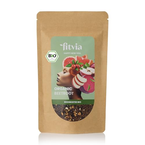 fitvia Bio Rooibostee "Organic Beetroot": loser Tee, biologischer Rote-Beete-Orange Tee - echte Fruchtstücke, ohne Zuckerzusatz, 100g von fitvia