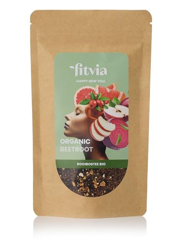 fitvia Bio Rooibostee "Organic Beetroot": loser Tee, biologischer Rote-Beete-Orange Tee - echte Fruchtstücke, ohne Zuckerzusatz, 100g von fitvia