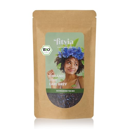 fitvia Bio Schwarzer Tee "Organic Blue Earl Grey": loser Tee, biologischer Earl-Grey tee mit Kornblumen - ohne Zuckerzusatz, 100g von fitvia