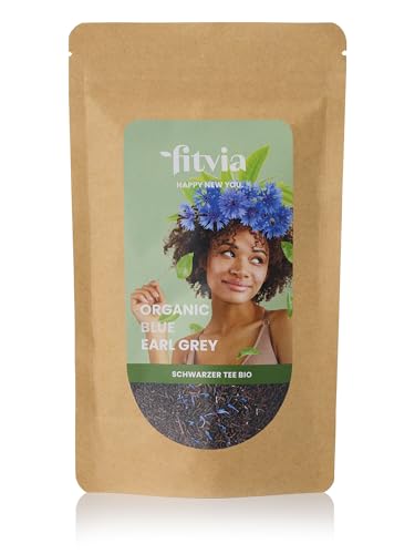 fitvia Bio Schwarzer Tee "Organic Blue Earl Grey": loser Tee, biologischer Earl-Grey tee mit Kornblumen - ohne Zuckerzusatz, 100g von fitvia