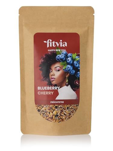 fitvia Früchtetee "Blueberry Cherry": loser Tee, Blaubeere-Kirsche - echte Fruchtstücke, ohne Zuckerzusatz, 100g von fitvia