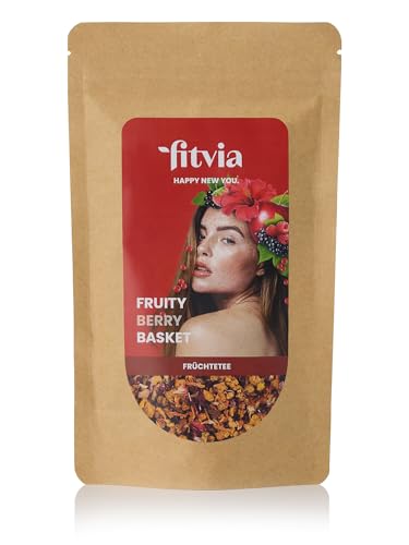 fitvia Früchtetee "Fruity Berry Basket": loser Tee, Wildbeeren, Hibiskus, Erdbeere - echte Fruchtstücke, ohne Zuckerzusatz, 100g von fitvia