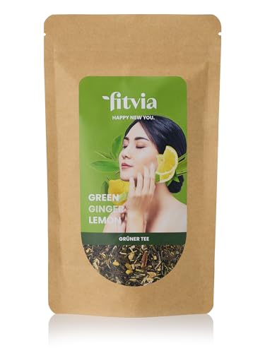 fitvia Grüner Tee "Green Ginger Lemon": loser Tee, Ingwer-Zitrone- echte Fruchtstücke, ohne Zuckerzusatz, 100g von fitvia