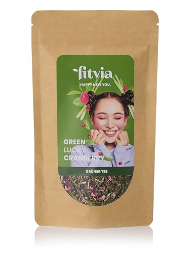 fitvia Grüner Tee "Green Lucky Cranberry": loser Tee, Cranberry - echte Fruchtstücke, ohne Zuckerzusatz, 100g von fitvia