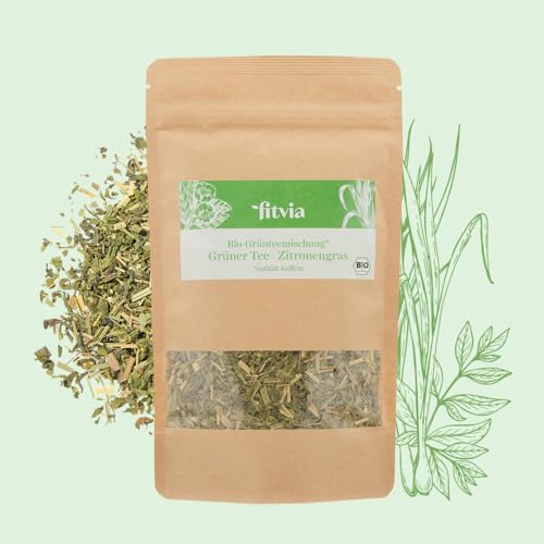 fitvia Premium-Bio Kräutertee, loser Tee I für bis zu 34 Tassen I höchste Reinheits- und Qualitätsstandards I (Matcha-Zitronengras) von fitvia