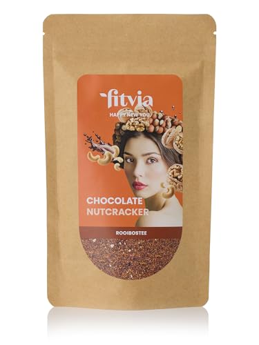 fitvia Rooibostee "Chocolate Nutcracker": loser Tee, Schoko-Nuss Tee mit echten Hasel- & Wallnüssen - ohne Zuckerzusatz, 100g von fitvia