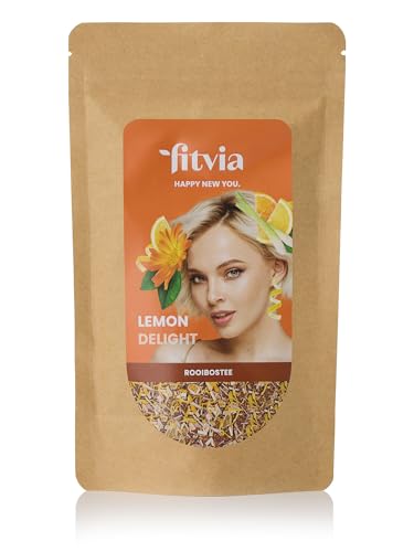 fitvia Rooibostee "Lemon Delight": loser Tee, Orangenschalen, Lemongras, Zitronenschalen & Ringelblumen - echte Fruchtstücke, ohne Zuckerzusatz, 100g von fitvia