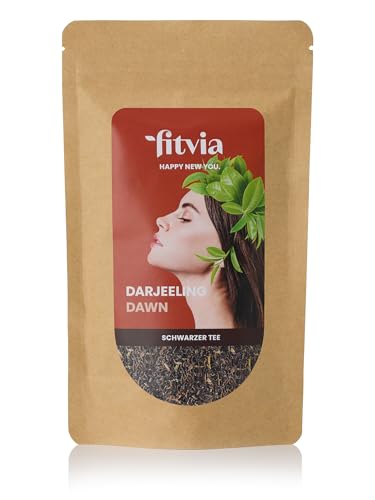 fitvia Schwarzer Tee "Darjeeling Dawn": loser Tee, hochwertiger Darjeeling-Tee, 100g von fitvia