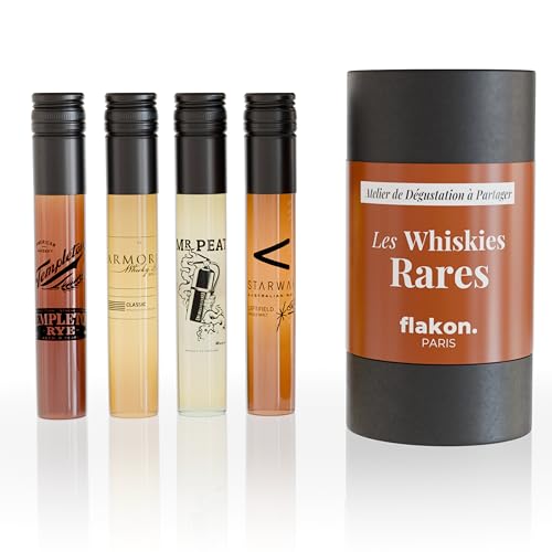 Les Whiskies Rare Whiskies Starter-Set mit 4 einzigartigen Whiskys Australien, USA, Schottland, Frankreich von flakon.