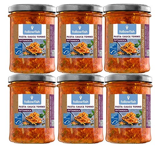 followfish MSC Pasta-Sauce Tonno Puttanesca, 6er Pack (6 x 200g) von followfish