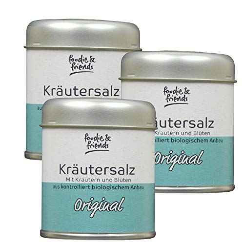 foodie & friends Bio Kräutersalz Original 3 x 110g, aus Steinsalz im Streuer von foodie & friends