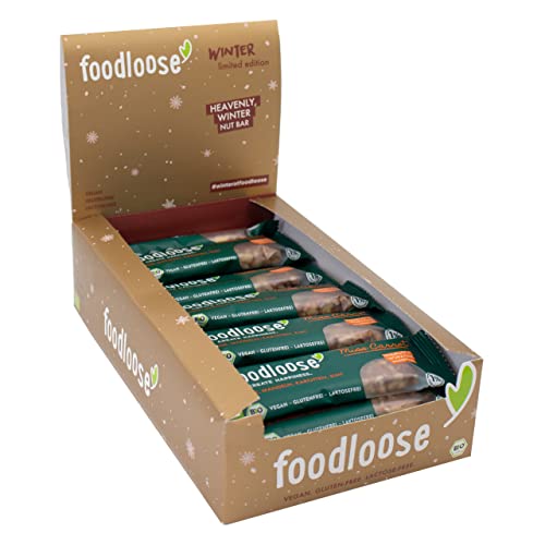 foodloose Bio-Nussriegel Miss Carrot | Vegane, laktose- und glutenfreie Bio-Riegel ohne raffinierten Zucker | Walnüsse, Mandeln, Karotten & Zimt | Vorteilspack (24 Riegel x 35g) von foodloose