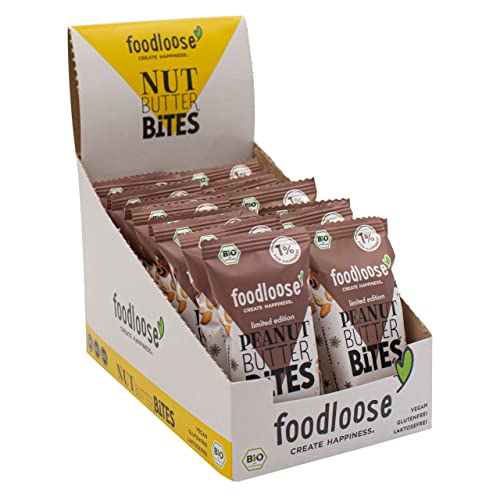 foodloose Bio-Peanut Butter Bites Spekulatius | Weihnachtlicher Snack aus Datteln mit cremiger Erdnussmus-Spekulatius Füllung| Vegan, Bio & glutenfrei | Vorteilspack (20 x 40g) von foodloose