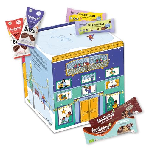 foodloose Bio-Snack Adventskalender 2024 | Nussriegel, Nut Butter Bites & Bars| Inklusive limitierter Wintersorten & Überraschungen | Vegan, glutenfrei und laktosefrei von foodloose