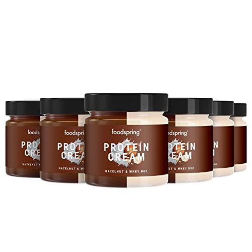 foodspring - Duo Protein Cream 6x200g - Proteincreme mit echter Haselnuss & weißer Süßmolke - Proteinaufstrich mit 85% weniger Zucker, 8x mehr Protein & ohne Palmöl - Ideal als Aufstrich oder Topping von foodspring