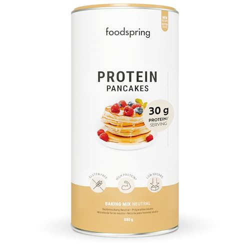 foodspring - Protein Pancakes Neutral - Glutenfrei - bis zu 30 g Protein pro Portion - Zuckerarmer Snack - Proteinreiche Pfannkuchen Pulver - 880gr von foodspring