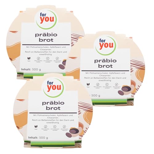 for you präbio brot | Saftiges, verzehrfertiges Hafer-Vollkornbrot mit Präbiotischen-Ballaststoffen für den Darm I Fitnessbrot I ohne künstliche Zusätze, schonende Herstellung (3 Stück, 500, gramm) von for you