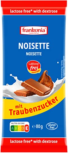 frankonia CHOCOLAT Noisette mit Traubenzucker laktosefrei & glutenfrei, 80 gramm von frankonia CHOCOLAT